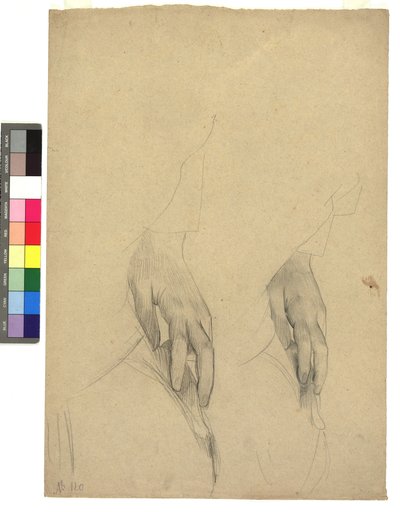 Zwei Handstudien, Finger ans Ohr gelegt tekijältä Gustav Klimt