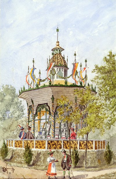 Wienin Schützenfestin lahjatemppeli vuodelta 1898 tekijältä Gustav Korompay