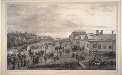 Chevalier Gardesin paraati Krasnoje Selon läpi, 1848 tekijältä Gustav Schwarz