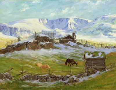 Aamuaurinko vuoren yllä, Vaga (öljy kankaalle) tekijältä Gustav Wentzel