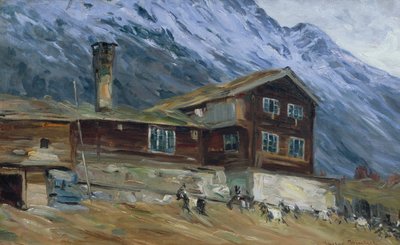 Vuoristo maatila lumisessa maisemassa tekijältä Gustav Wentzel