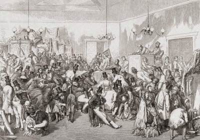 1800-luvun huutokauppa käynnissä. tekijältä Gustave (after) Dore