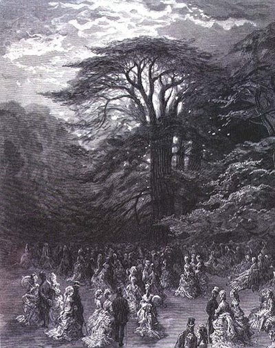 Chiswick Fete, "Lontoo, pyhiinvaellus", kirjoittanut William Blanchard Jerrold (1826-84), kaivertanut Stephane Pannemaker (1847-1930), pub. 1872 (kaiverrus) tekijältä Gustave (after) Dore