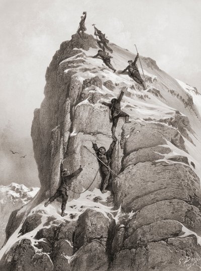 Matterhornin ensimmäinen nousu (kaiverrus) tekijältä Gustave (after) Dore