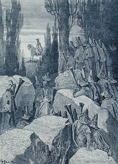 Rudolf Erich Raspén "Paroni Münchausenin seikkailut", jonka on kaiverruttanut Stephane Pannemaker (1847-1930) noin 1868 (kaiverrus). tekijältä Gustave (after) Dore