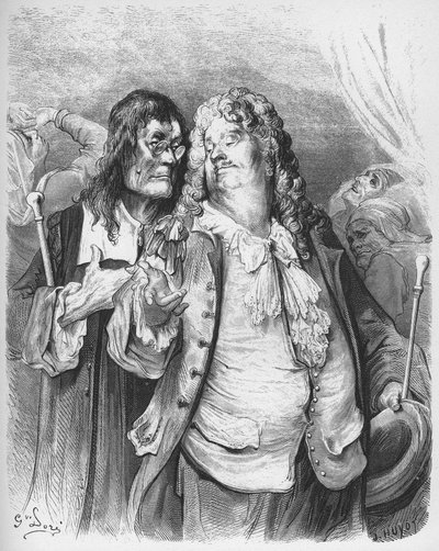 les medecins - Lääkärit - Jean de La Fontainen (Lafontaine) (1621-95) "Fablesista" - kaiverrus Gustave Doren (1832-83) mukaan - Yksityinen kokoelma tekijältä Gustave (after) Dore