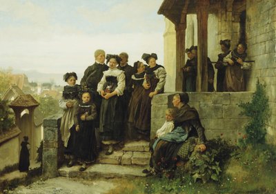 Protestanttisen kirkon jumalanpalveluksen jälkeen 1872 tekijältä Gustave Brion