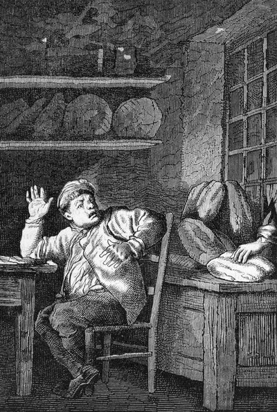 Le vol de Jean Valjean - Victor Hugon "" Les Miserables" -elokuvassa, ill. kirjoittanut Brion, toim. Hetzel ja Lacroix tekijältä Gustave Brion