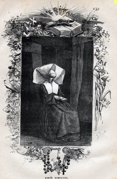 Sisar Simplicen muotokuva - Gustave Brionin (1824-1877) kuvitus Victor Hugon (1802-1885) "The Miserables - Ensimmäinen osa: Fantine" -kuvaan 1862 tekijältä Gustave Brion