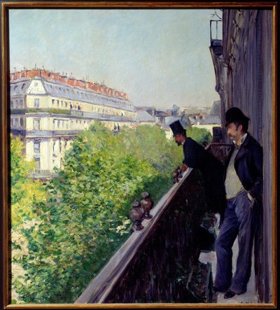 Pariisilainen parveke vuodelta 1880 Gustave Caillebotten (1848-1894) maalaus 1880 Dim. 0,6x0,66 m Yksityinen kokoelma - Pariisilainen parveke vuodelta 1880. Gustave Caillebotten (1848-1894) maalaus tekijältä Gustave Caillebotte