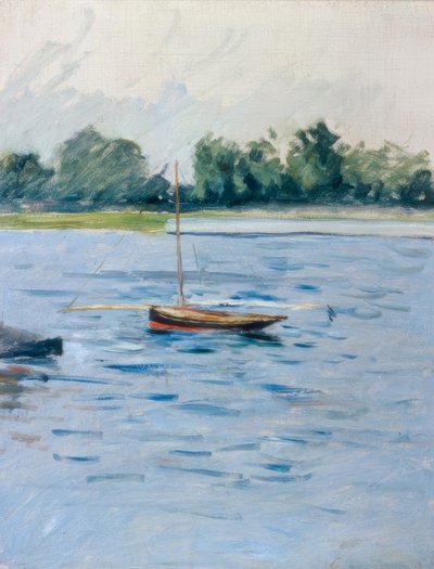 Vene ankkurissa Seinen varrella tekijältä Gustave Caillebotte