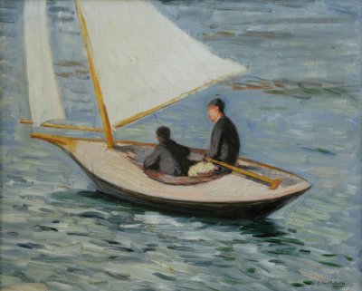 Purjevene Seinen varrella tekijältä Gustave Caillebotte