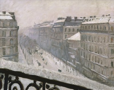 Boulevard Haussmann lumessa, 1879 tai 1881 tekijältä Gustave Caillebotte