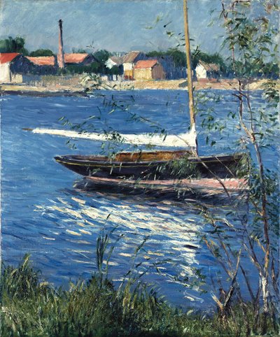 Ranska: Bateau au mouillage sur la Seine à Argenteuil Vene kiinnittyneenä Seinen varrelle Argenteuil
