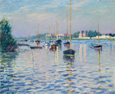 Ranska: Bateaux au mouillage sur la Seine à Argenteuil Veneet kiinnitettynä Seinen varrelle Argenteuil