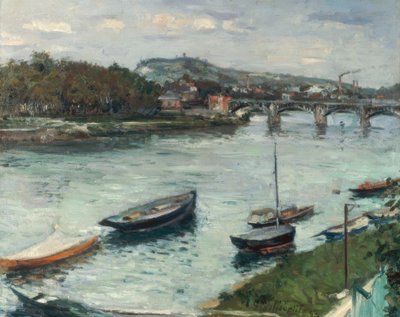Pankki ja Argenteuil-silta tekijältä Gustave Caillebotte
