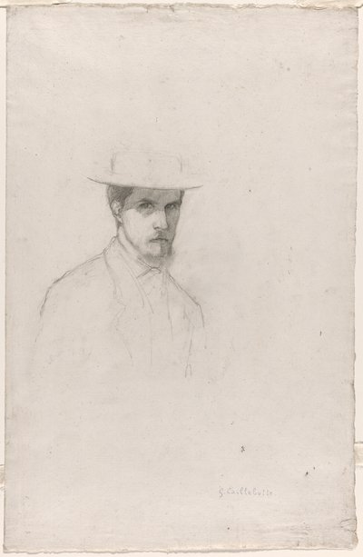 Omakuva hattu päässä tekijältä Gustave Caillebotte