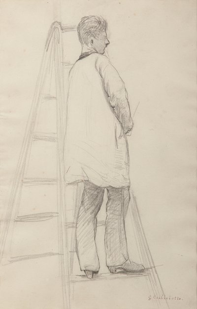 Maalareille tarkoitettu tutkimus: Kolmen neljäsosan takanäkymä. tekijältä Gustave Caillebotte
