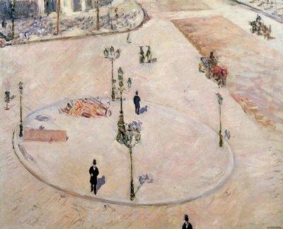 Liikennesaari Boulevard Haussmannilla, 1880 tekijältä Gustave Caillebotte