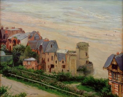 Trouville, ranta ja huvilat tekijältä Gustave Caillebotte