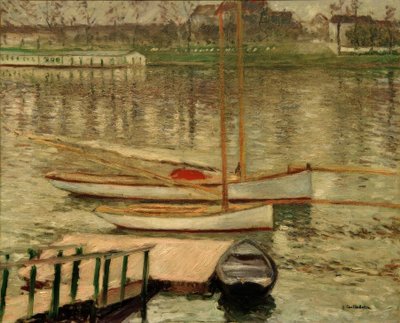 Purjeveneet ankkurissa Seinen tekijältä Gustave Caillebotte