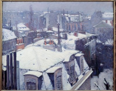 Vue des roofs (effet de neige) Gustave Caillebotten (1848-1894) Pariisin maalaus 1878 su. 0,64x0,82 m Pariisi, musee d
