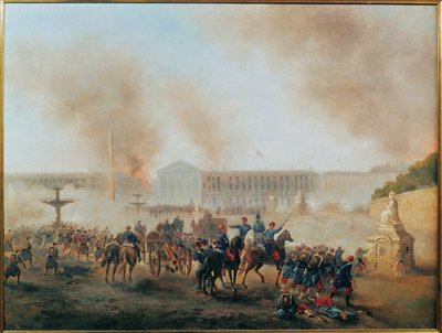 Kommuuni: taistelu Place de la Concorde -aukiolla ... (maalaus kankaalle) tekijältä Gustave Clarence Rodolphe Boulanger