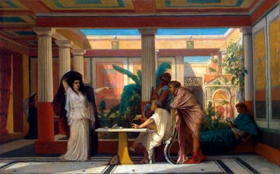Teatteriharjoitus muinaisen Rooman runoilijan talossa, 1855. tekijältä Gustave Clarence Rodolphe Boulanger