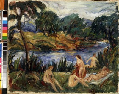 "Naiset joella" (Women at the river) Gustave Colinin (1829-1910) maalaus Öljy kankaalle. Ekspressionismi. Mikalojus Konstantinas Ciurlionisin taidemuseo, Kaunas, Liettua tekijältä Gustave Colin