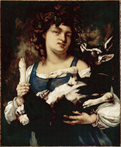 Maalaistyttö lapsen kanssa Gustave Courbetin maalaus tekijältä Gustave Courbet