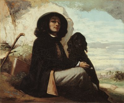 Ranskalainen:  Courbet au chien noir. tekijältä Gustave Courbet