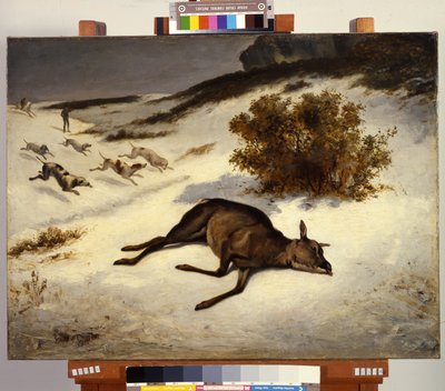 Hind pakotettiin laskeutumaan lumeen tekijältä Gustave Courbet