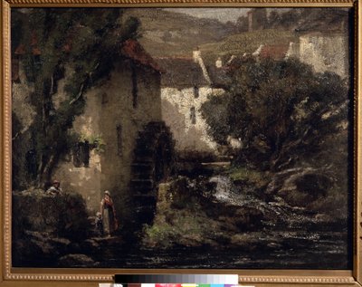 Gustave Courbetin (1819-1877) maalaus "Vesimylly" (Water Mill) 1800-luvun Pouchkine-museo tekijältä Gustave Courbet
