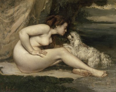 Alaston nainen koiran kanssa, 1861-1862 tekijältä Gustave Courbet