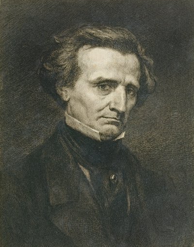 A. Gilbertin kaivertama Hector Berliozin (1803-69) muotokuva, pub. Gazette des Beaux-Artsissa tekijältä Gustave Courbet