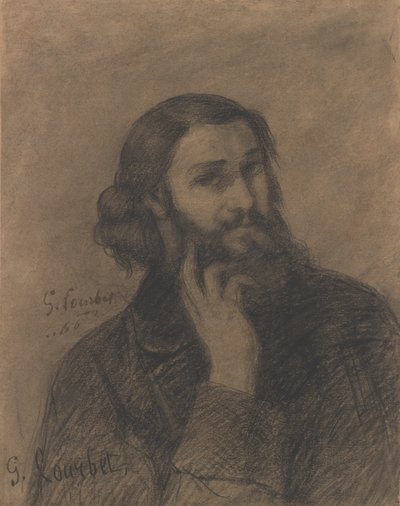 Omakuva, n.1866 (conté-kynä) tekijältä Gustave Courbet