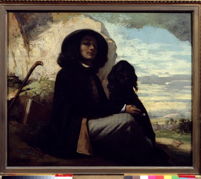Gustave Courbetin (1819-1877) omakuva koiransa kanssa 1842 tekijältä Gustave Courbet