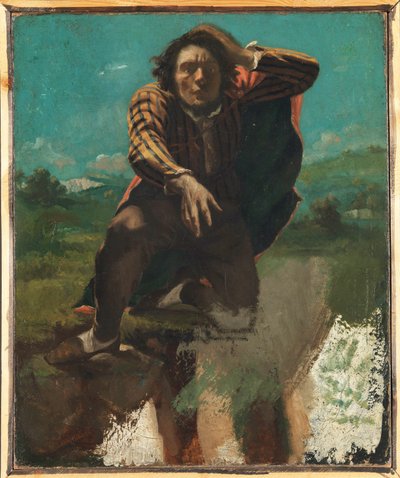 Hullu mies pelon kanssa, n. 1844 (öljy kankaalle) tekijältä Gustave Courbet