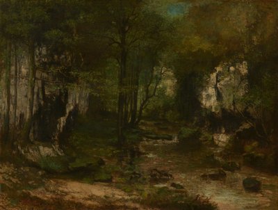 The Stream (Le Ruisseau du Puits-Noir; Loue-laakso) tekijältä Gustave Courbet