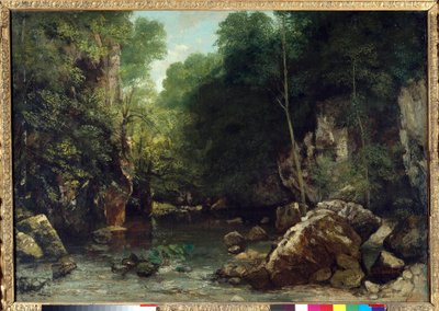 Katettu puro, joka tunnetaan Vallee du Puits-Noirin sisäänkäynninä, Doubs: Effect of Twilight Painting, Gustave Courbet (1819-1877) 1865 Dim. 0,94 x 1,35 m. Pariisi. Orsay-museo tekijältä Gustave Courbet
