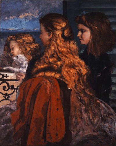 Kolme nuorta englantilaista naista ikkunan ääressä tekijältä Gustave Courbet