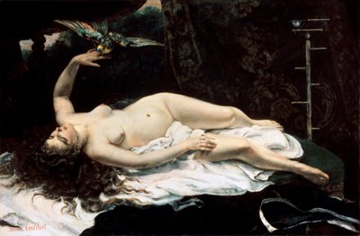 Nainen papukaijan kanssa, 1866. tekijältä Gustave Courbet