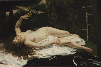 Nainen papukaijan kanssa tekijältä Gustave Courbet