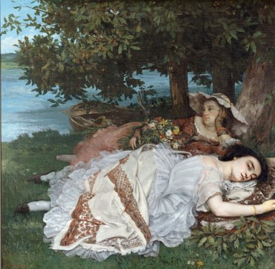 Nuoret naiset Seinen rannalla tekijältä Gustave Courbet