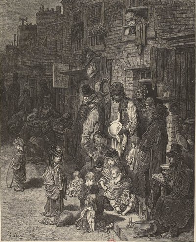 Gustave Doré - Wentworth Street Whitechapel - Lontoo, pyhiinvaellusmatka tekijältä Gustave Dore