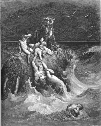 Suuri vedenpaisumus (1. Moos. 7:11-24) tekijältä Gustave Dore