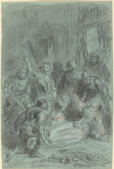 Dramaattinen kohtaus pyörtyvän naisen kanssa tekijältä Gustave Dore