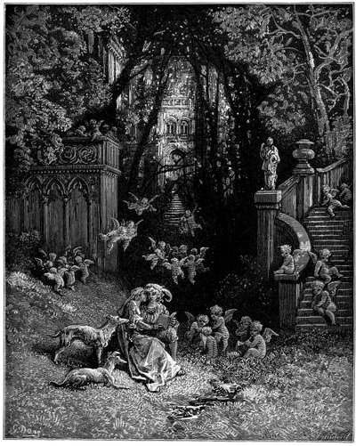 Alcina ja Ruggiero onnellisina rakastajina, tekijältä Gustave Dore