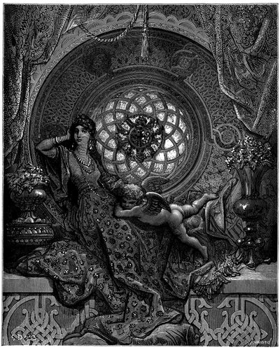 Alcinan kauneus voittaa kaikki Ruggieron epäilykset tekijältä Gustave Dore