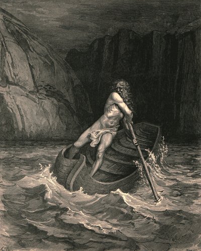 Ja katso! Meitä kohti haukkuessa tulee vanha mies, c1890. tekijältä Gustave Dore